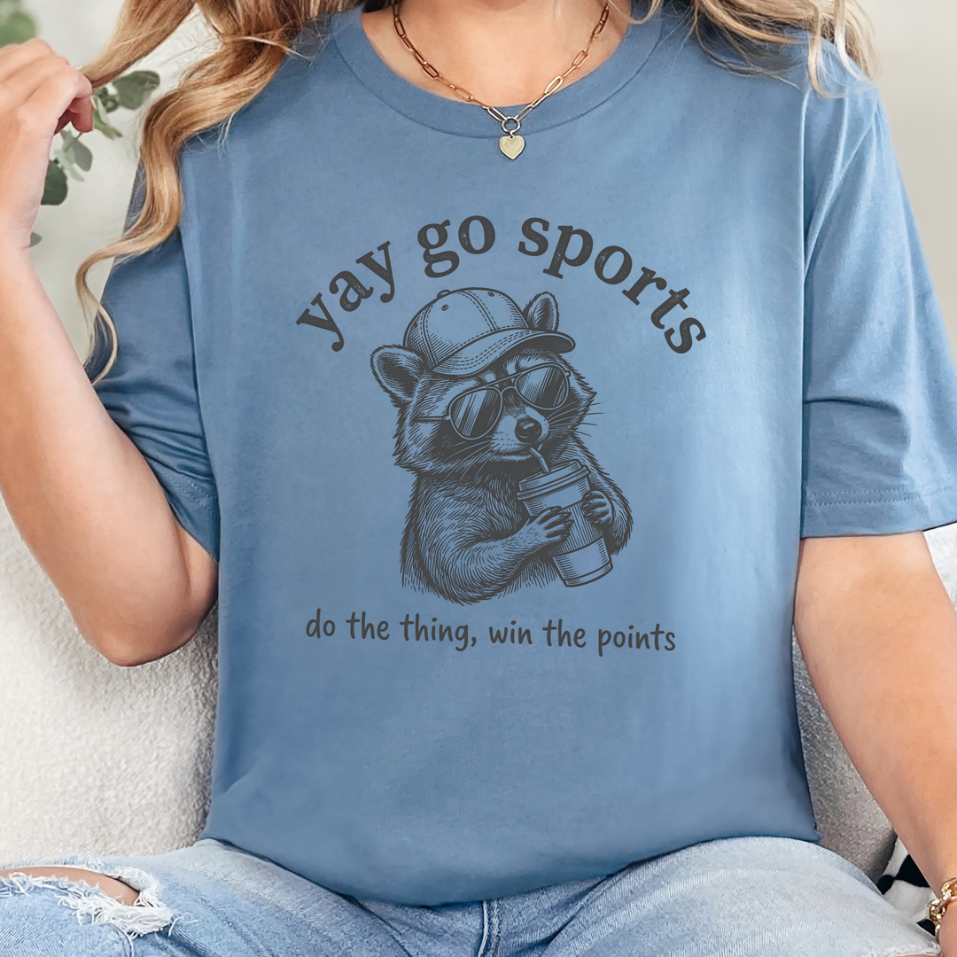 Wholesale Yay Go Sports Raccoon Graphic Tee - Steel Blue