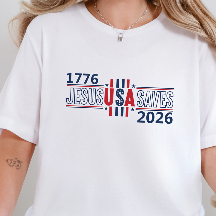 Wholesale Jesus USA Saves Graphic Tee - White