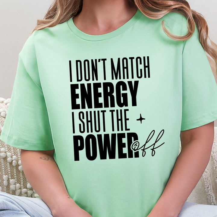 Wholesale Shut the Power Off Words Graphic Tee - Mint