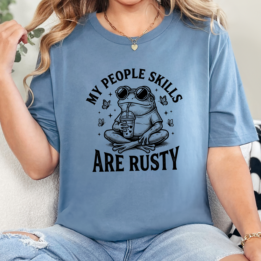 Wholesale People Skills are Rusty Graphic Tee - Steel Blue Tee