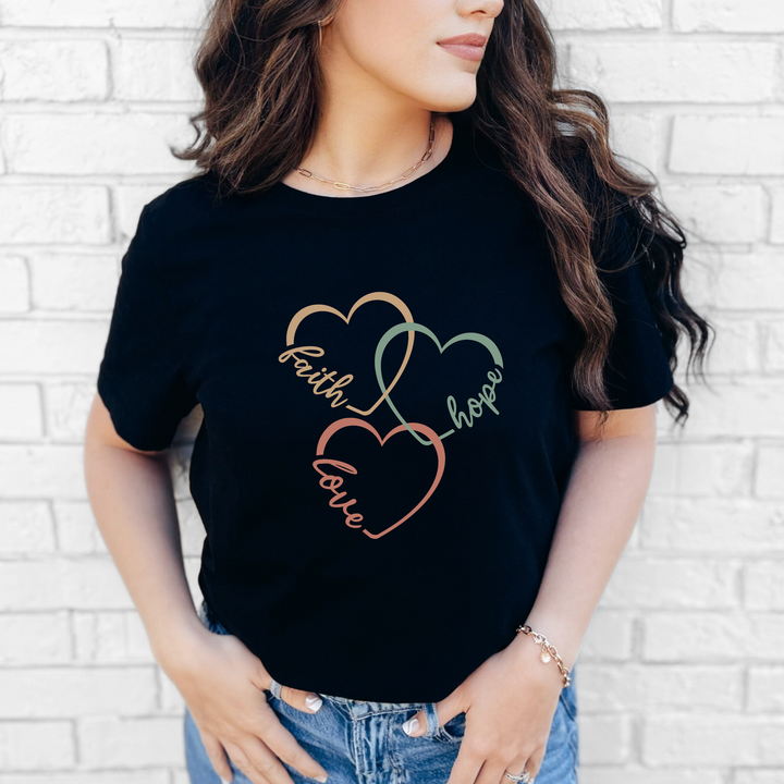 Faith Hope Love Hearts Graphic Tee