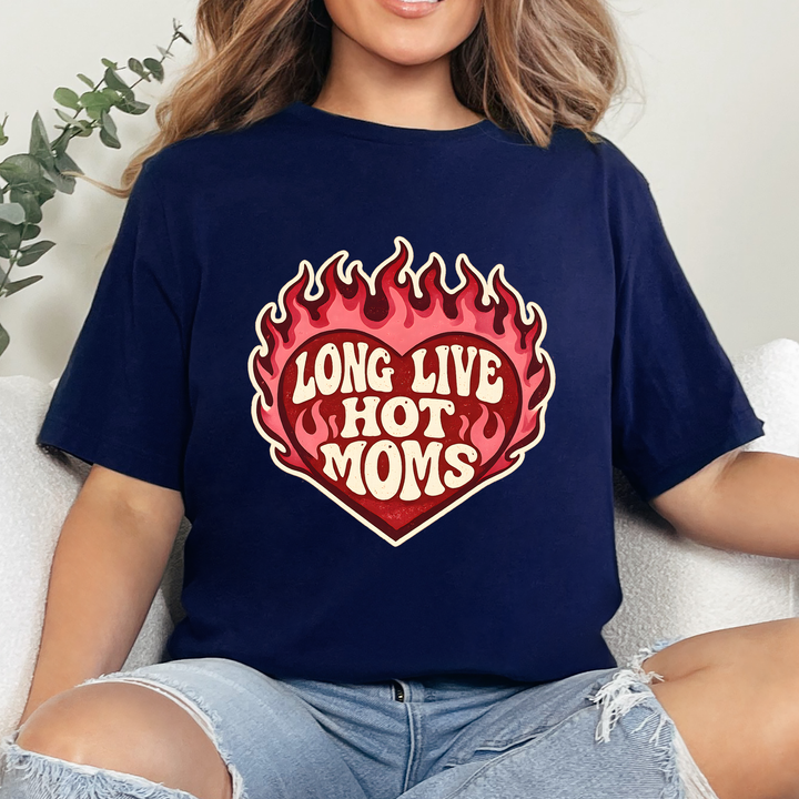 Wholesale Long Live Hot Moms Graphic Tee - Navy Tee