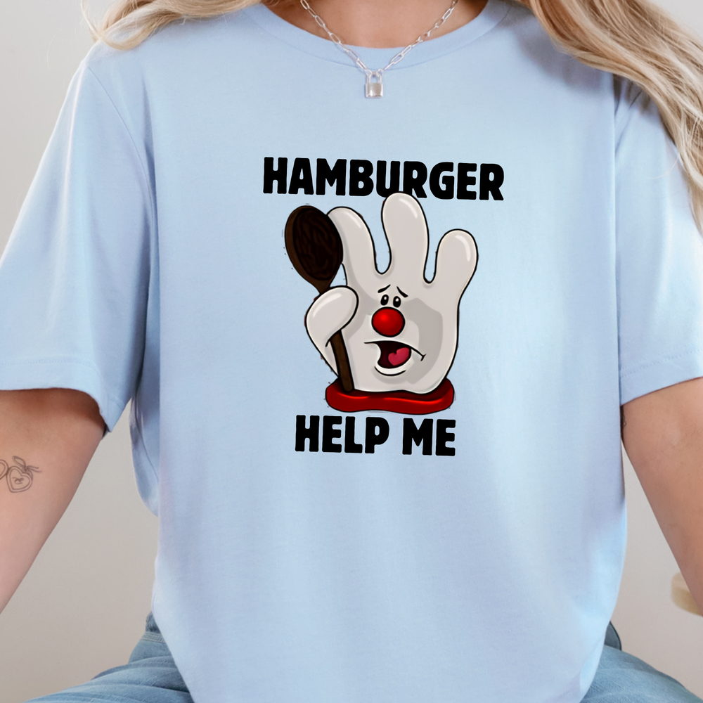 Wholesale Hamburger Help Me Graphic Tee - Baby Blue