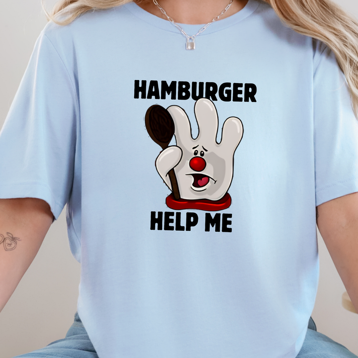 Wholesale Hamburger Help Me Graphic Tee - Baby Blue