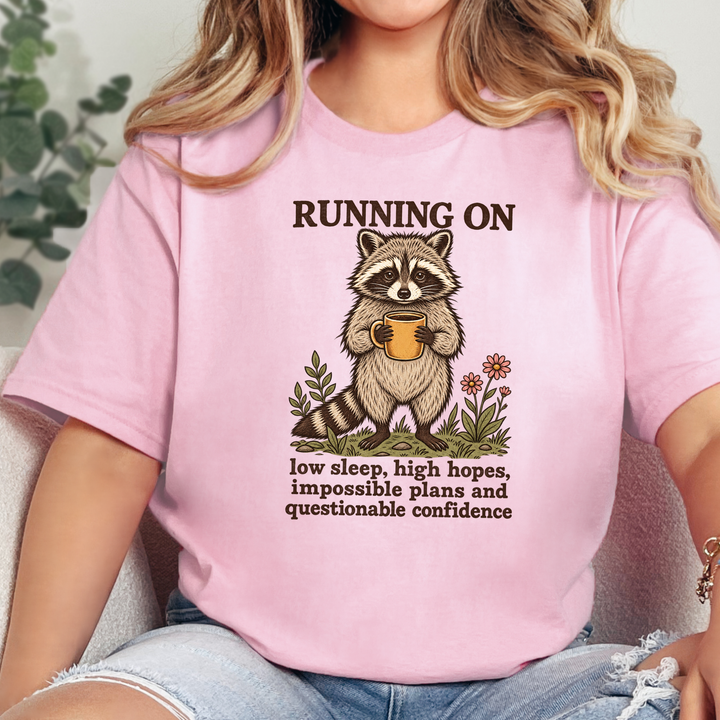 Wholesale Running on Low Sleep Graphic Tee - Pink