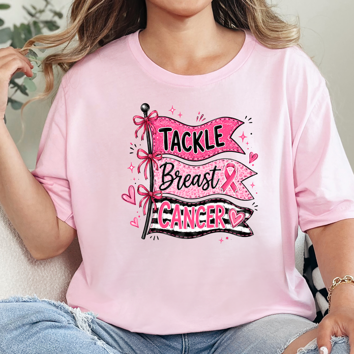 Wholesale Tackle Breast Cancer Graphic Tee or Sweatshirt - Pink