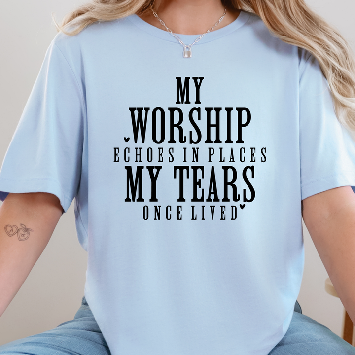 Wholesale Worship Echoes Graphic Tee - Baby Blue