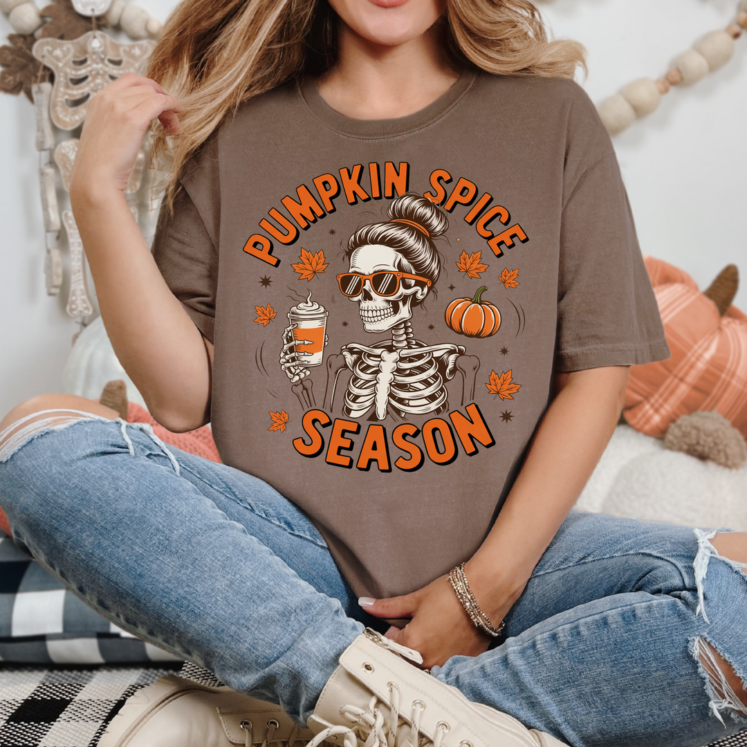 Pumpkin Spice Skeleton Graphic Tee