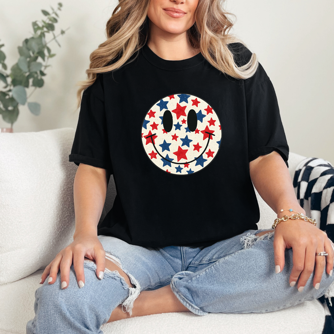 Red, White & Blue Smiley Graphic Tee