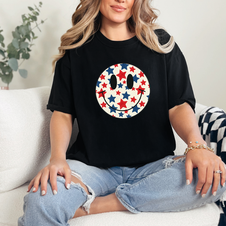 Red, White & Blue Smiley Graphic Tee