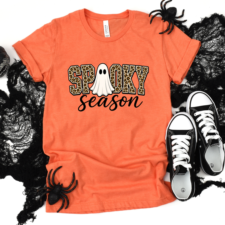 Wholesale Spooky Season Ghost Graphic Tee - Heather Orange