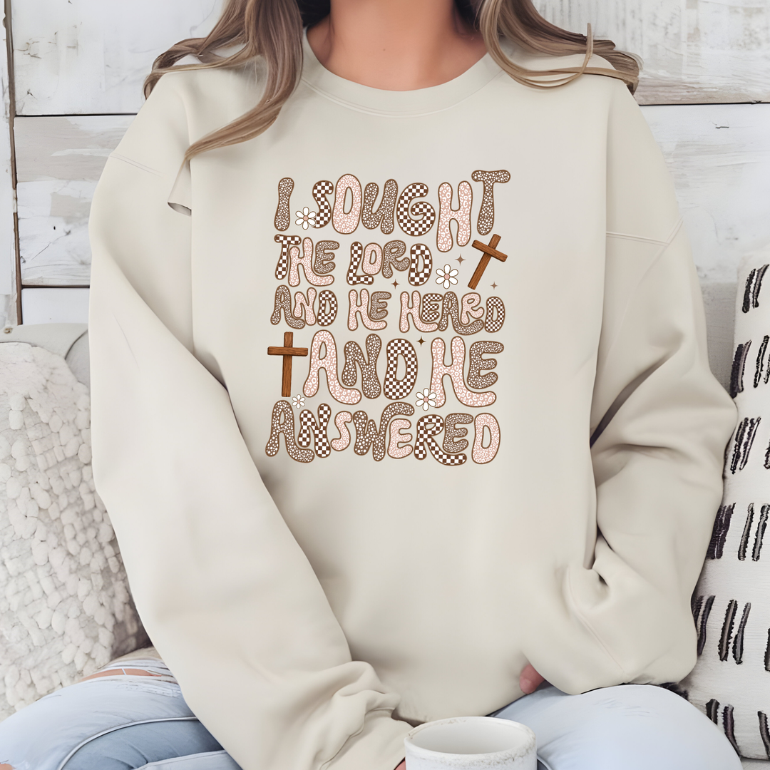 Wholesale I Sought The Lord Graphic Sweatshirt - Sand