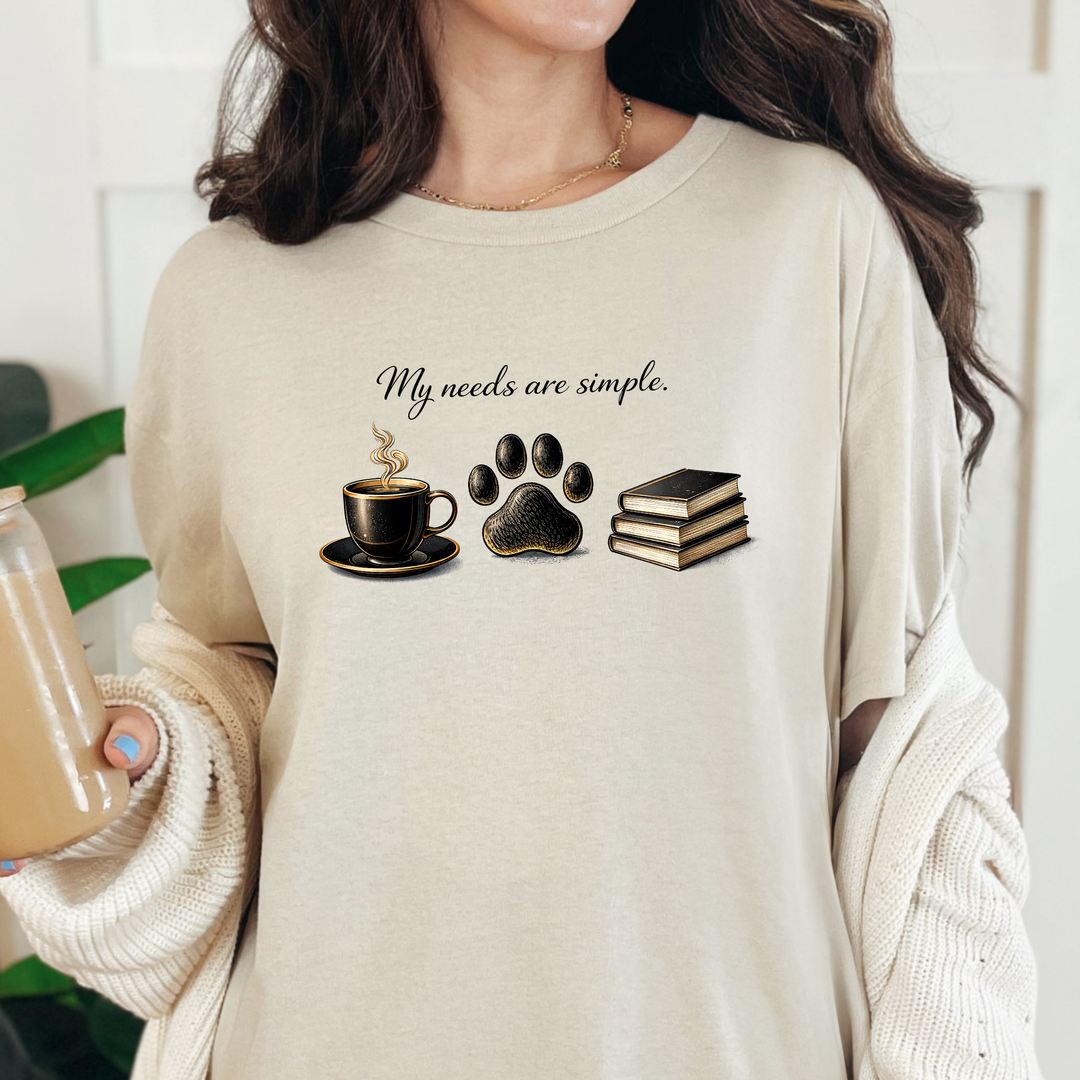 Wholesale My Needs are Simple Graphic Tee - Natural Tee