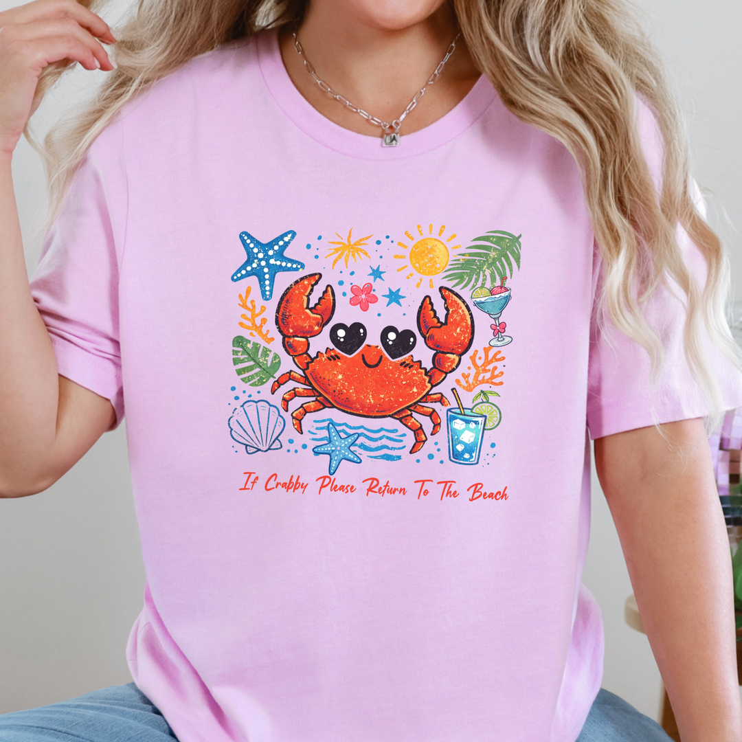 Wholesale Crabby Beach Graphic Tee - Lilac Tee