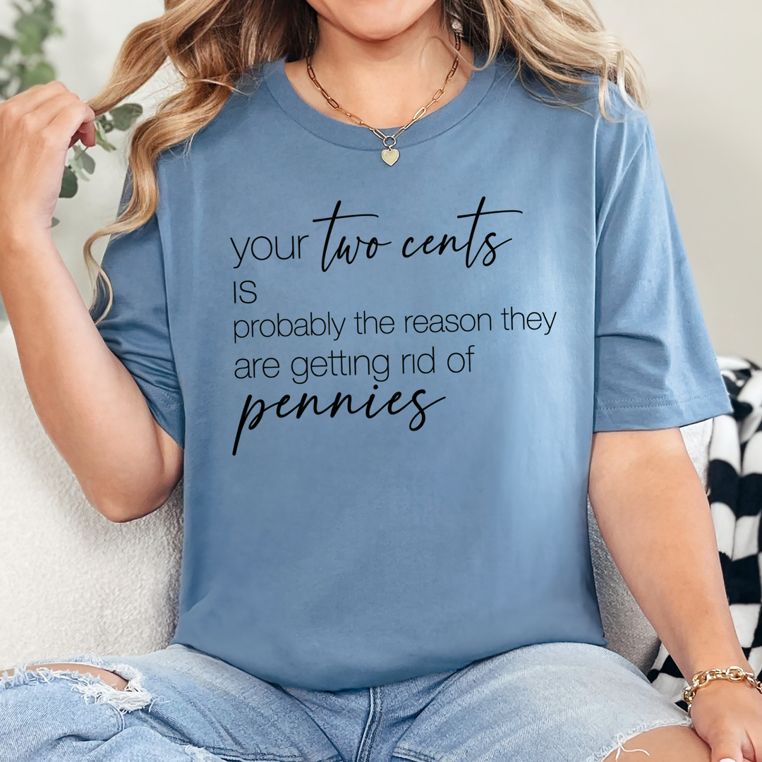 Wholesale Your Two Cents Graphic Tee - Steel Blue