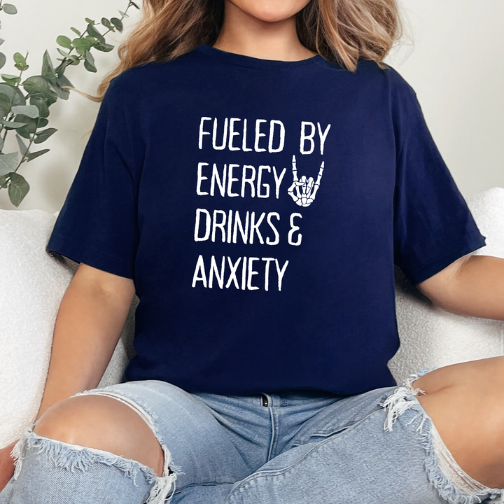 Wholesale Fueled By Energy Drinks Graphic Tee - Navy Tee