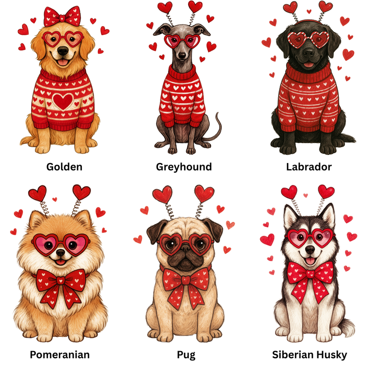 Valentine Dog Breeds Graphic Tee