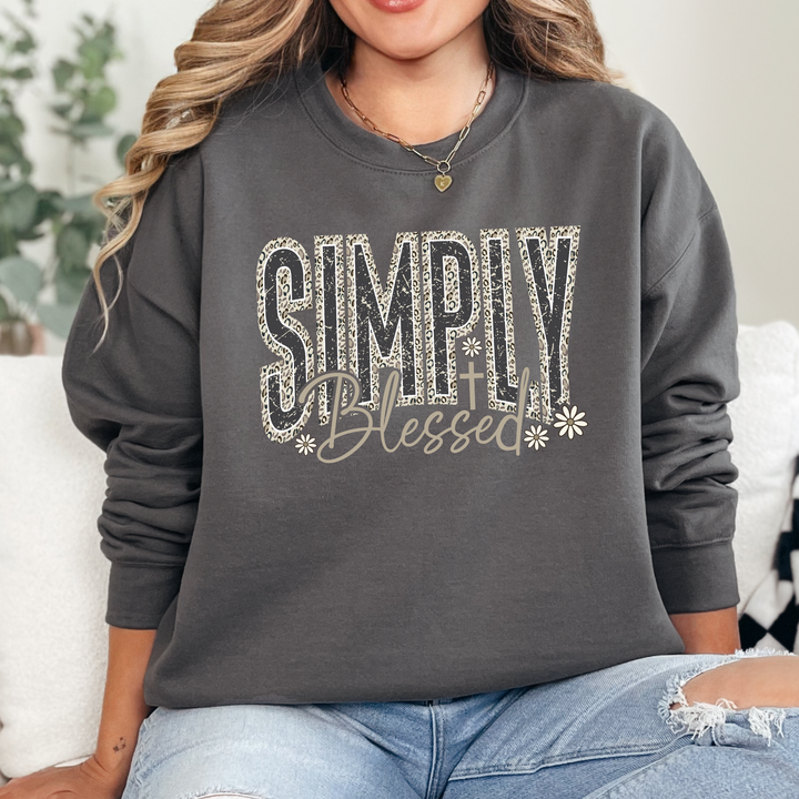 Wholesale Simply Blessed Camo Graphic Sweatshirt - Charcoal