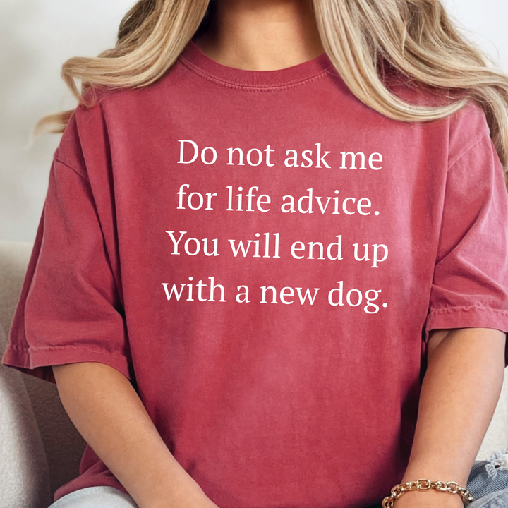 Wholesale Life Advice, New Dog Graphic Tee - Crimson