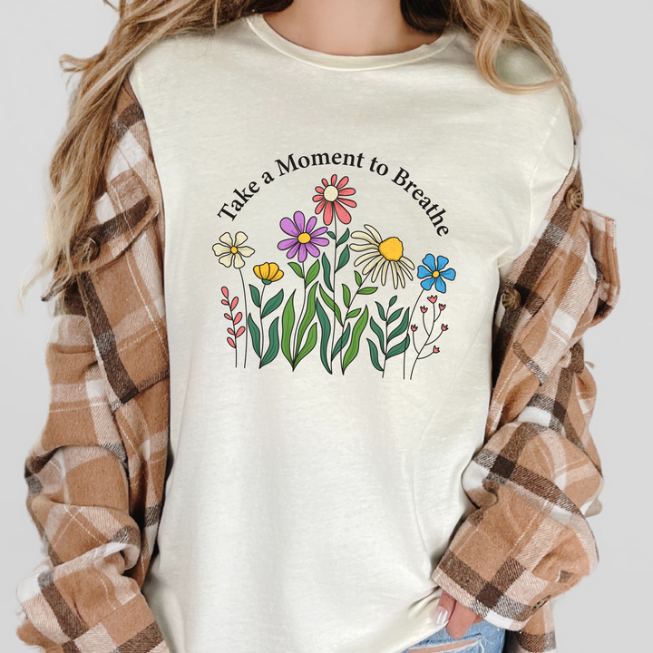 Wholesale Take A Moment To Breathe Graphic Tee - Natural Tee