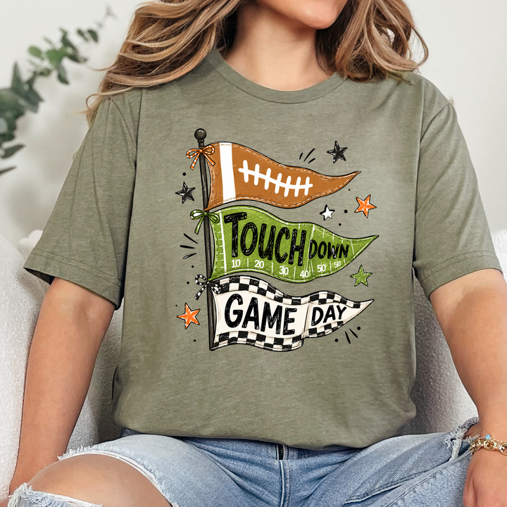 Wholesale Touchdown Flags Graphic Tee - Heather Olive