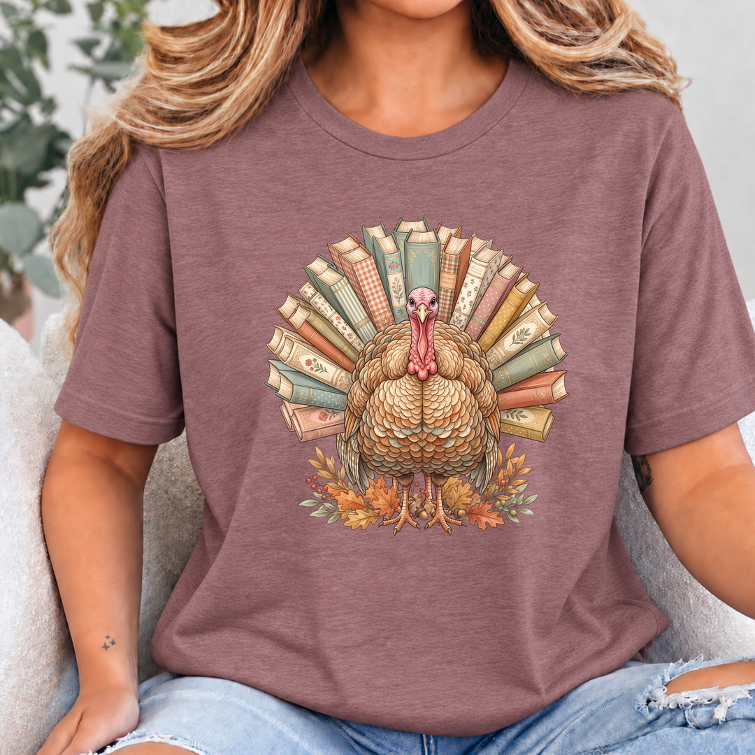 Wholesale Turkey Book Lover Graphic Tee - Heather Mauve