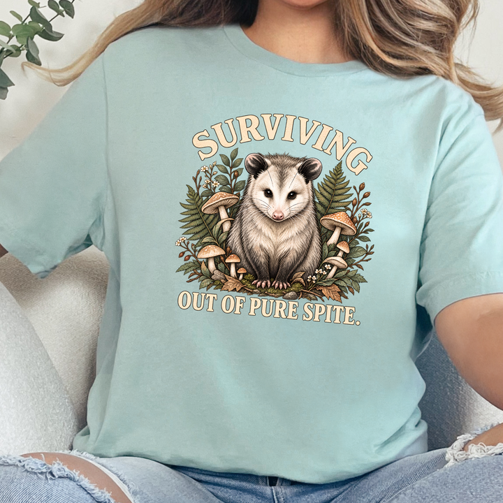 Wholesale Surviving Out of Pure Spite Graphic Tee - Dusty Blue