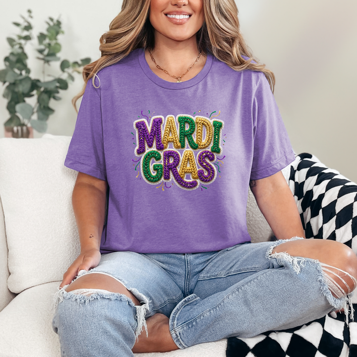 Faux Yarn Mardi Gras Graphic Tee