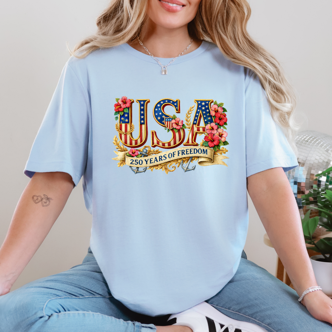 Floral USA 250 Years Graphic Tee