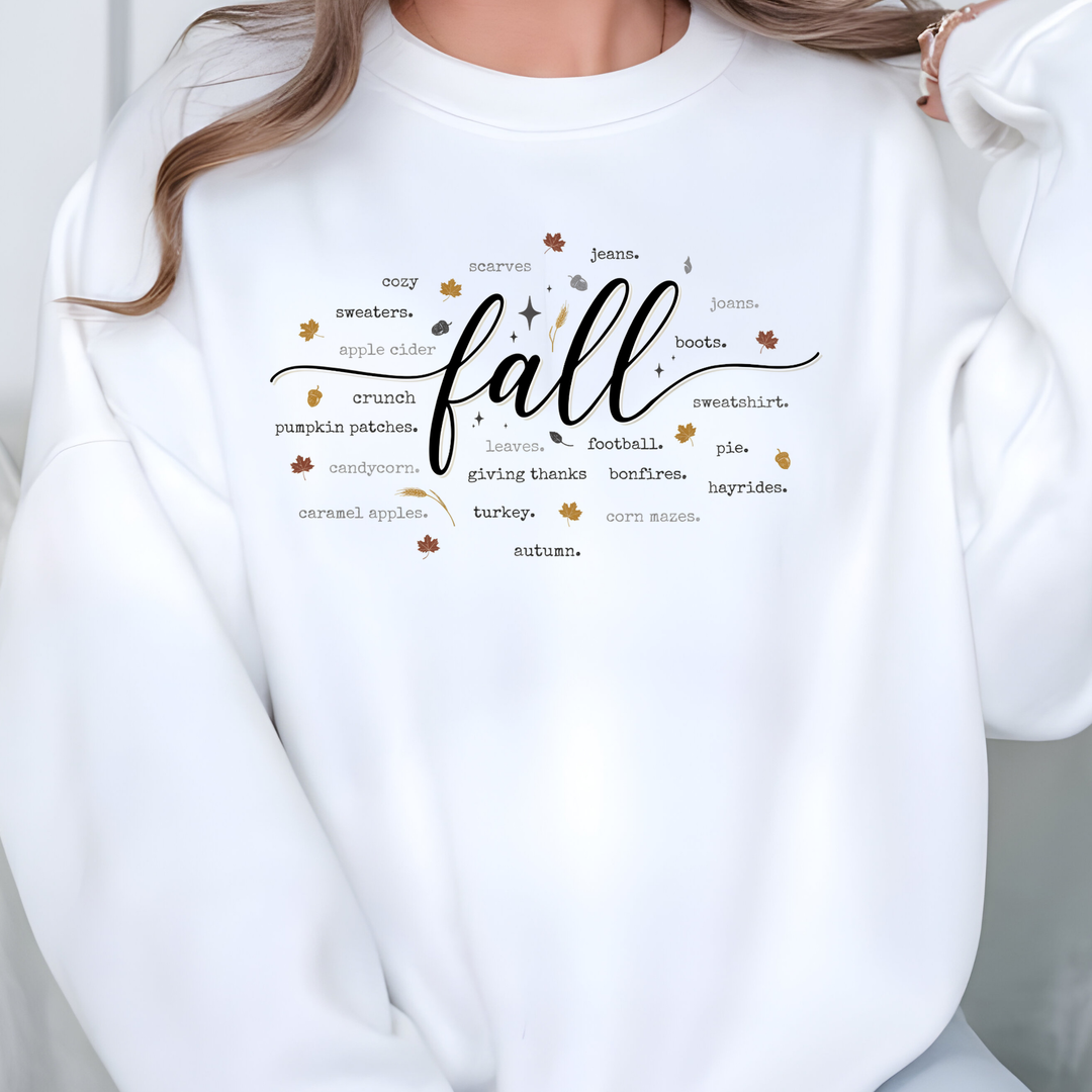 Wholesale Cozy Fall Words Graphic Sweatshirt - White