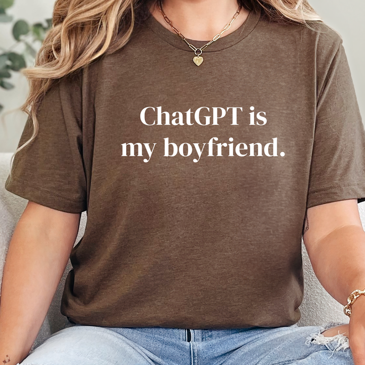 Wholesale ChatGPT is my Boyfriend Graphic Tee - Heather Brown
