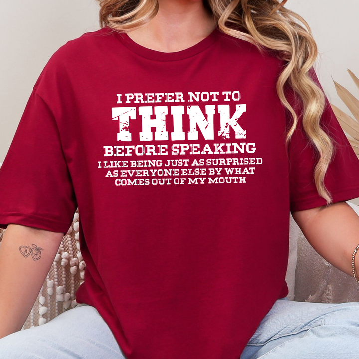 Wholesale Prefer Not to Think Graphic Tee - Cardinal Red
