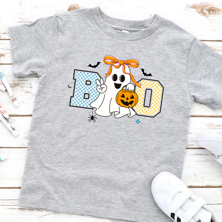 Wholesale Ghost Boo - KIDS Graphic Tee- Grey