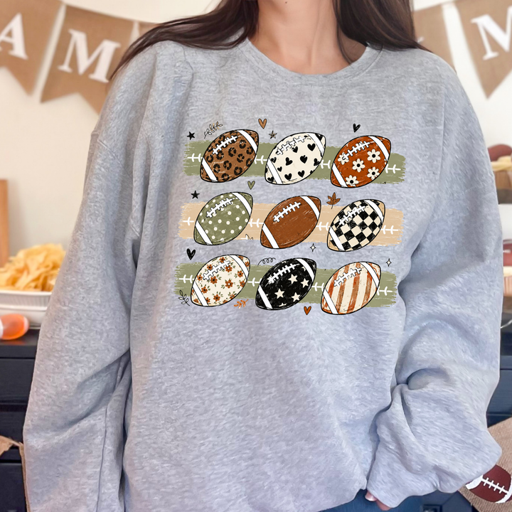Wholesale Football Grid Graphic Tee or Sweatshirt - Sport Grey