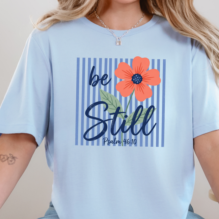 Wholesale Be Still Stripes Graphic Tee - Baby Blue