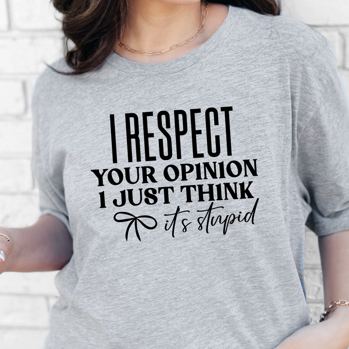 Wholesale Respect Your Opinion Graphic Tee - Grey