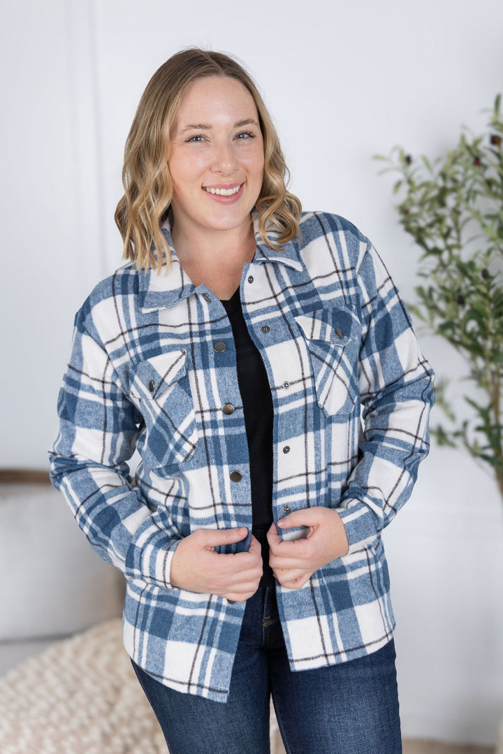 IN STOCK Norah Plaid Shacket - Blue Mix