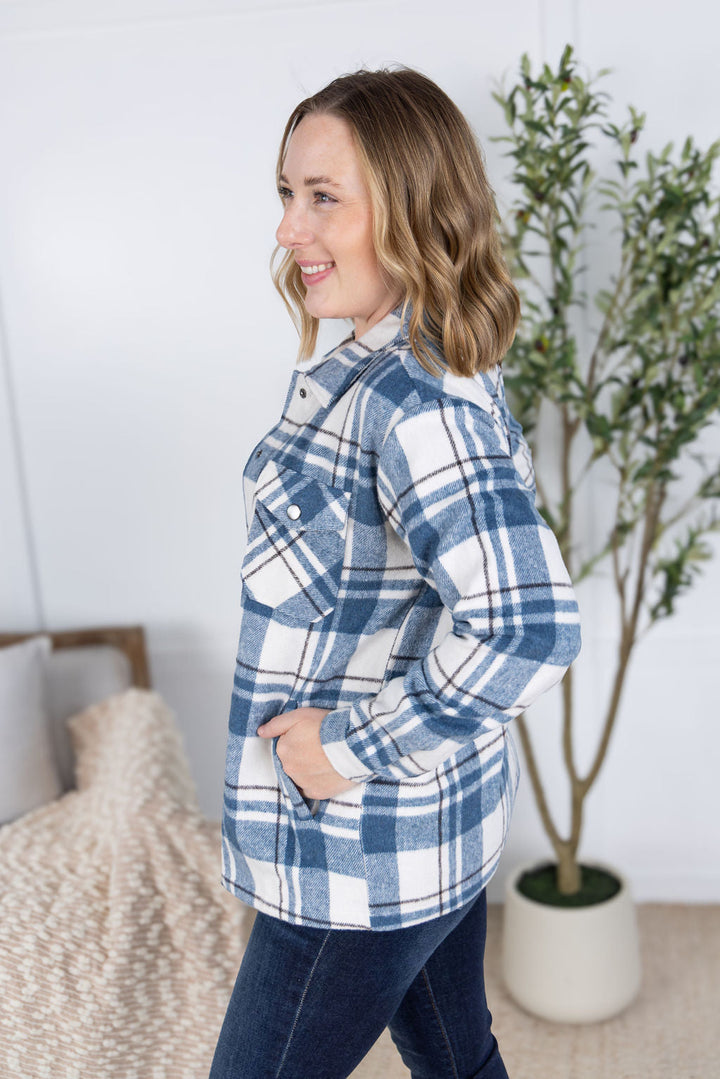 IN STOCK Norah Plaid Shacket - Blue Mix
