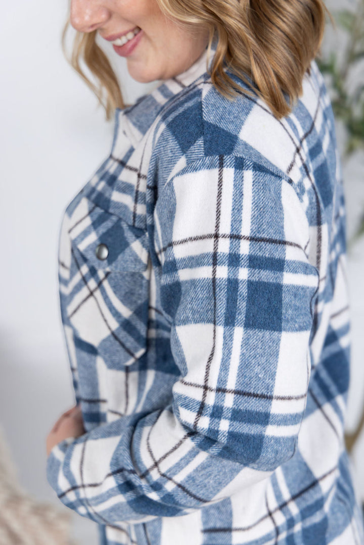 IN STOCK Norah Plaid Shacket - Blue Mix