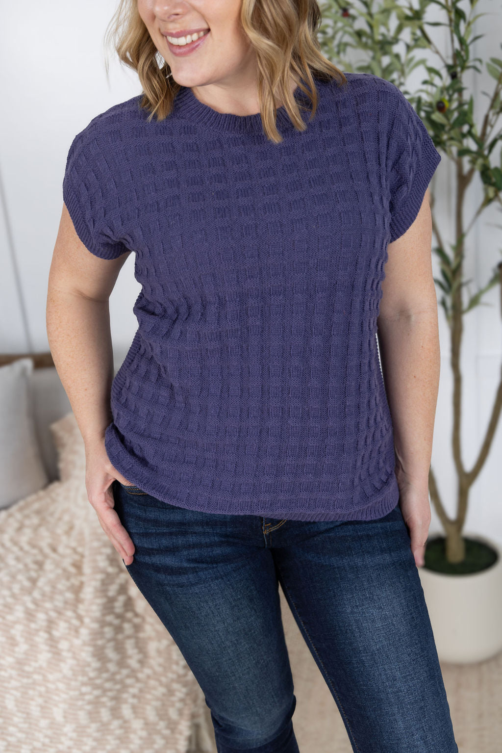 IN STOCK Kelly Knitted Top - Slate Purple