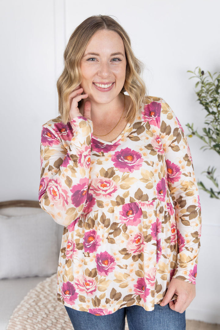 IN STOCK Long Sleeve Sarah Ruffle Top - Autumn Blossom