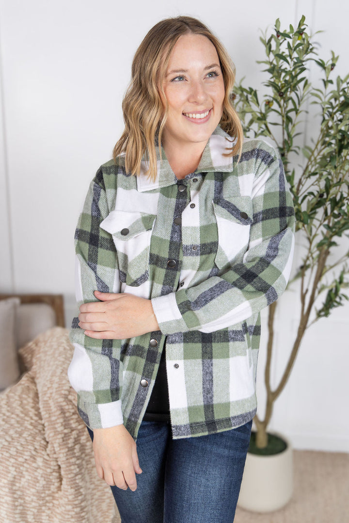 IN STOCK Norah Plaid Shacket - Sage Mix