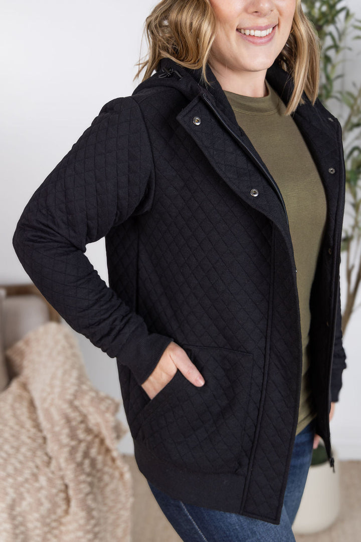 IN STOCK Kyla Zipper Snap Jacket - Black