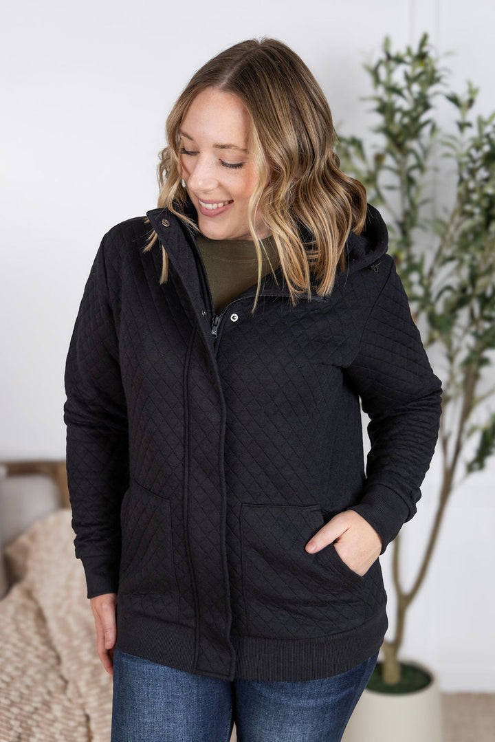 IN STOCK Kyla Zipper Snap Jacket - Black