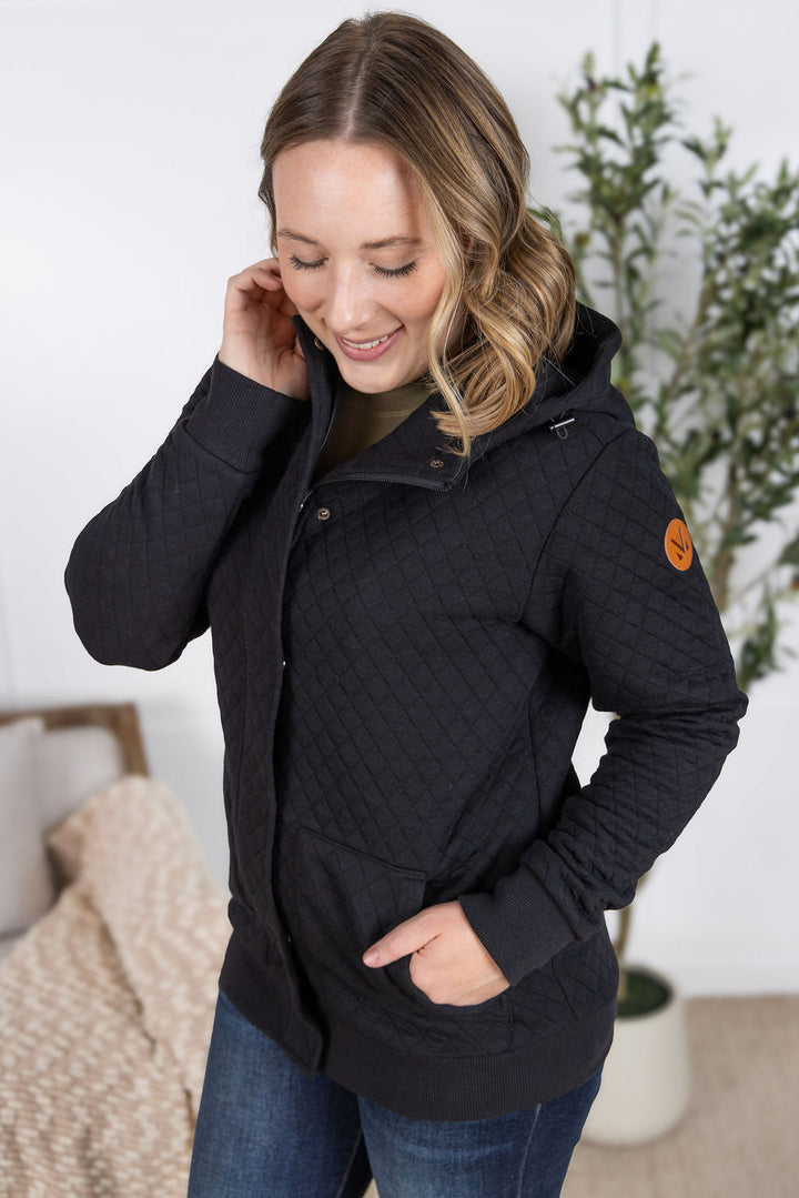 IN STOCK Kyla Zipper Snap Jacket - Black