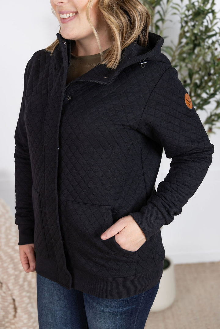 IN STOCK Kyla Zipper Snap Jacket - Black
