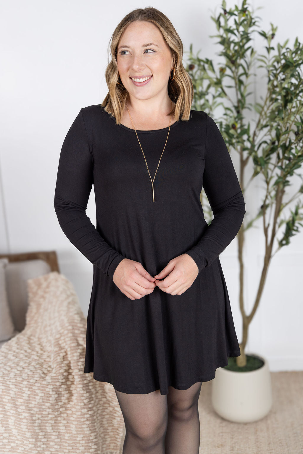 IN STOCK Savannah Bamboo Swing Dress - Black