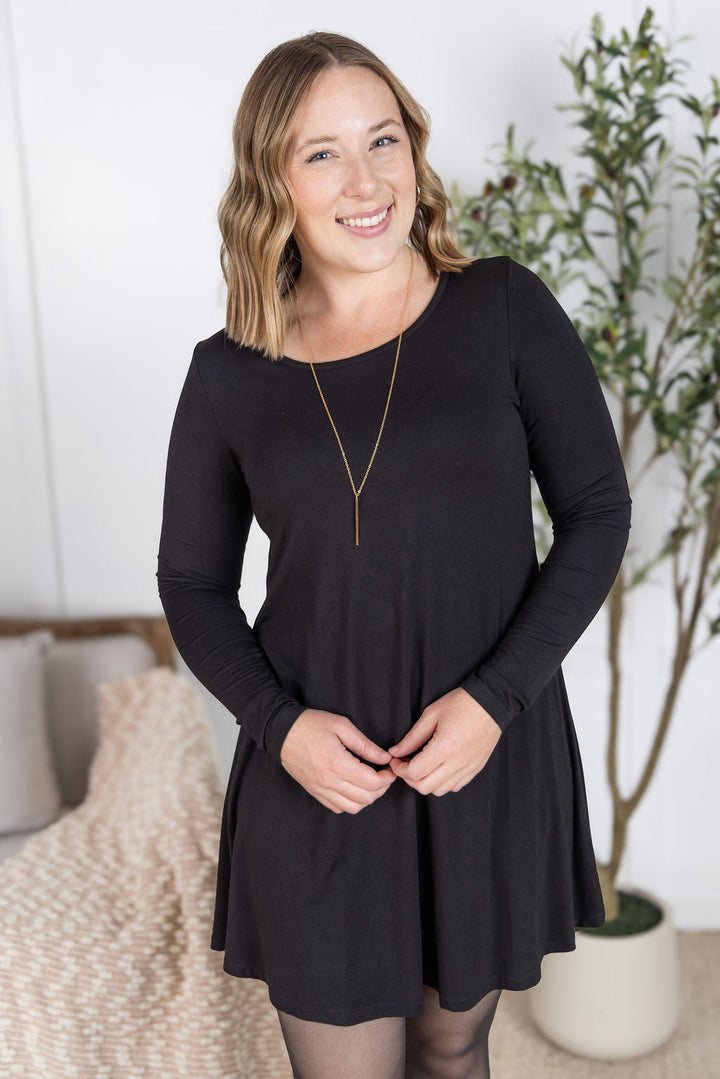 IN STOCK Savannah Bamboo Swing Dress - Black