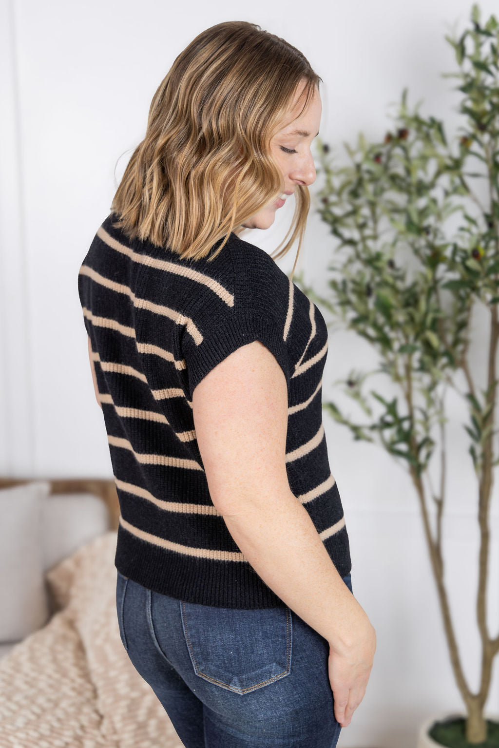 IN STOCK Striped Sweater Top - Black