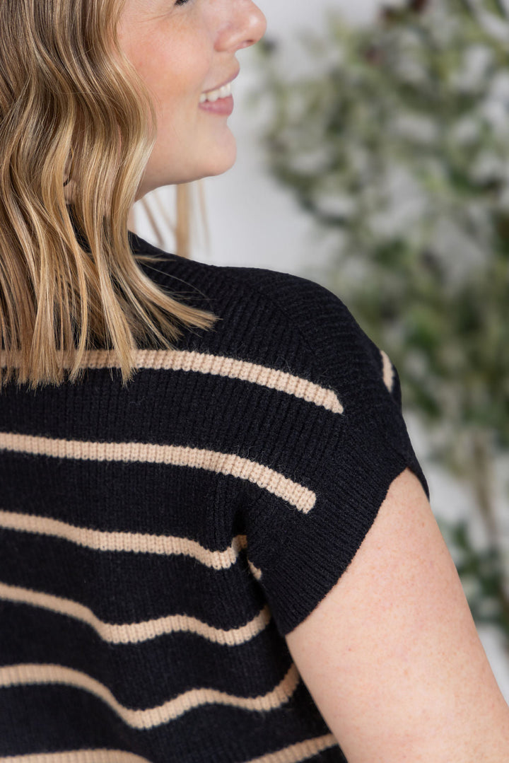 IN STOCK Striped Sweater Top - Black